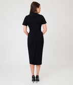 Unique Vintage Black Pleated Patricia Pencil Dress