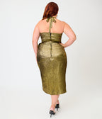 Unique Vintage Plus Size Gold Shimmer Leilani Sarong Dress