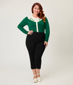 Smak Parlour Plus Size Green & Ivory Mistletoe Cardigan