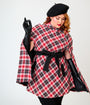 Smak Parlour Plus Size Red & Black Bias Plaid Savile Row Cape Coat