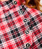 Smak Parlour Plus Size Red & Black Bias Plaid Savile Row Cape Coat