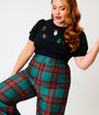 Smak Parlour Plus Size Green & Red Oversize Plaid Wide Leg Trousers