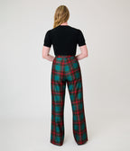 Smak Parlour Green & Red Oversize Plaid Wide Leg Trousers