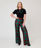 Smak Parlour Green & Red Oversize Plaid Wide Leg Trousers