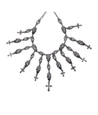 Western Fashion Silver Tone Skull & Cross Necklace