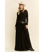 Black Lace Long Sleeve Maxi Dress