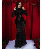 Elle Rebel Black Duchess Du Noir Sheer Lace Maxi Dress