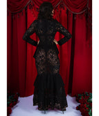 Elle Rebel Black Duchess Du Noir Sheer Lace Maxi Dress