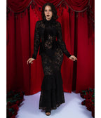 Elle Rebel Black Duchess Du Noir Sheer Lace Maxi Dress