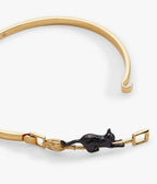 Black Cat & Broom Gold Tone Bangle Bracelet