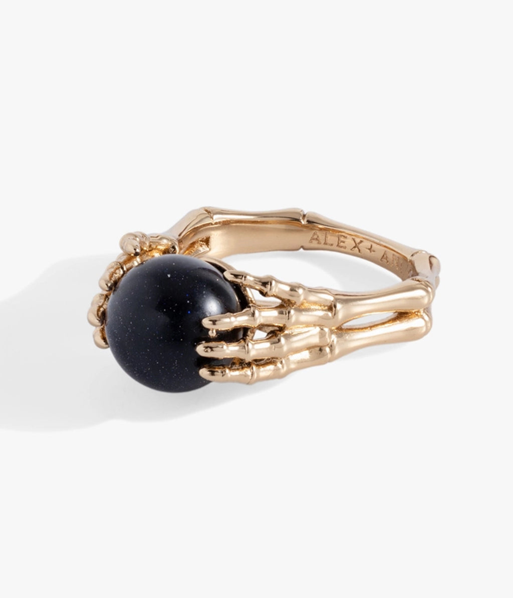 Gold Tone Skeleton Hand Statement Ring