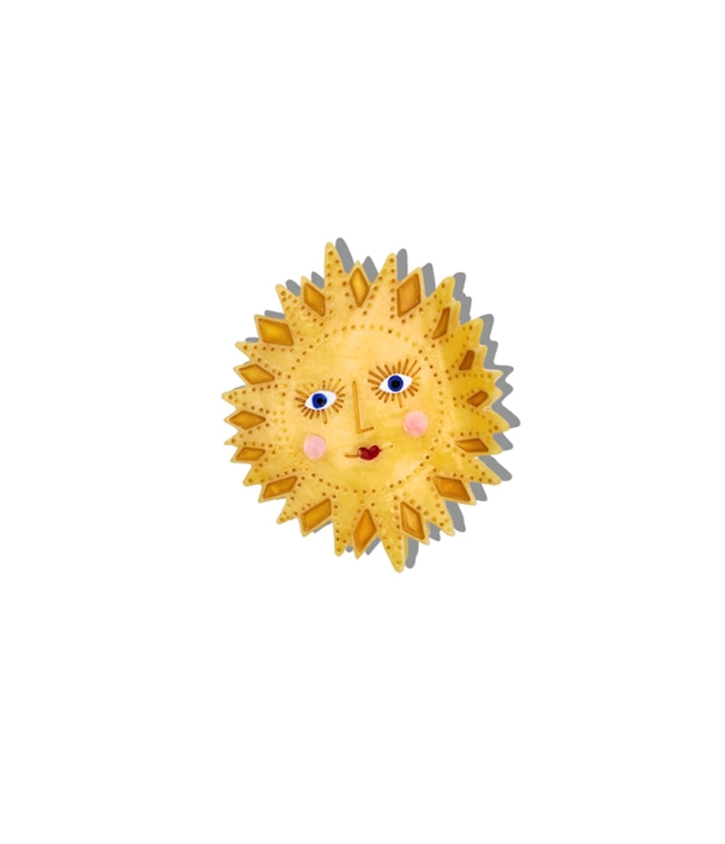Yellow Sun Face Hair Claw Clip