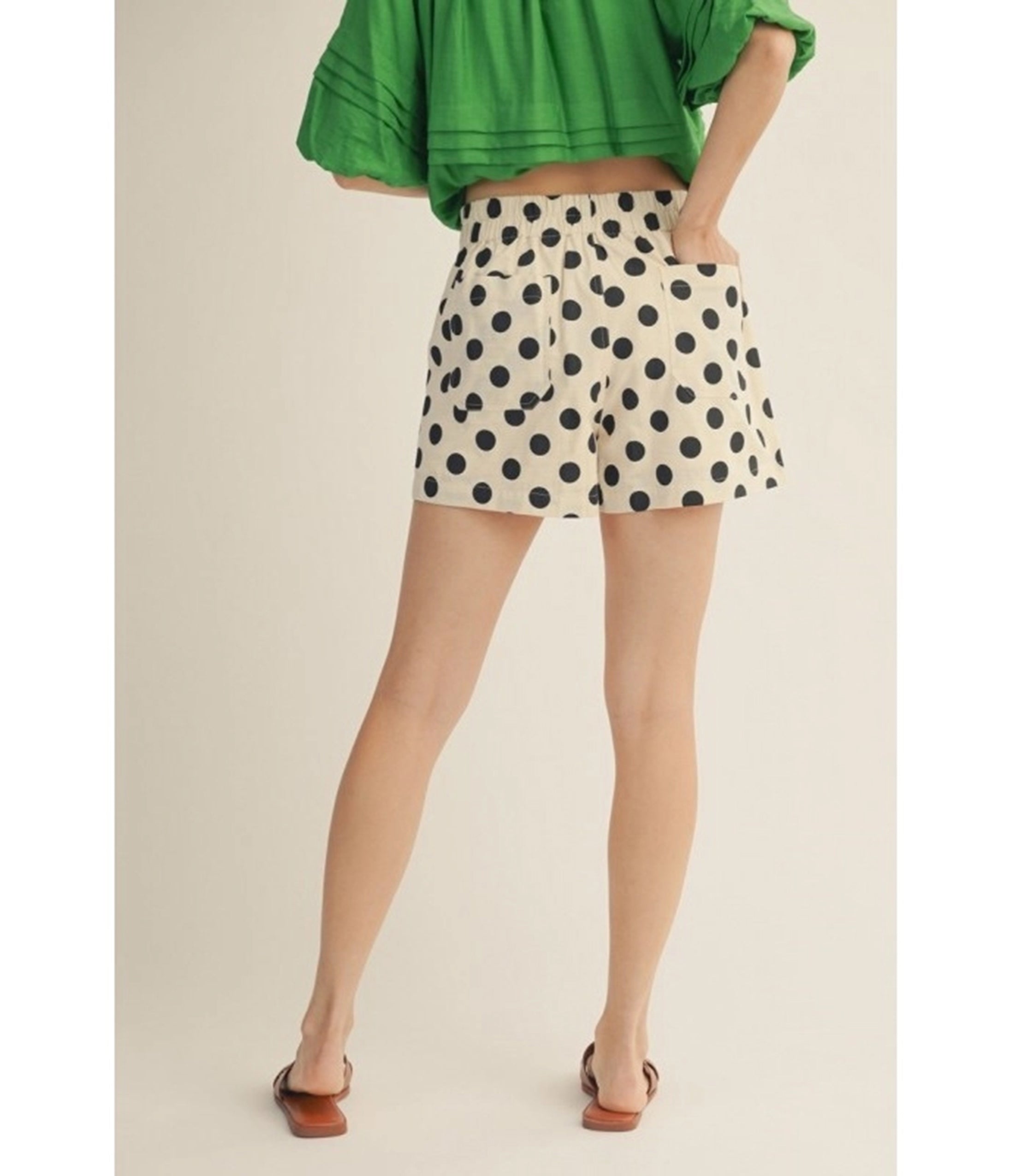 Ivory & Black Polka Dot High Waisted Shorts
