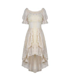 Beige Steampunk Lace High-Low Cocktail Dress
