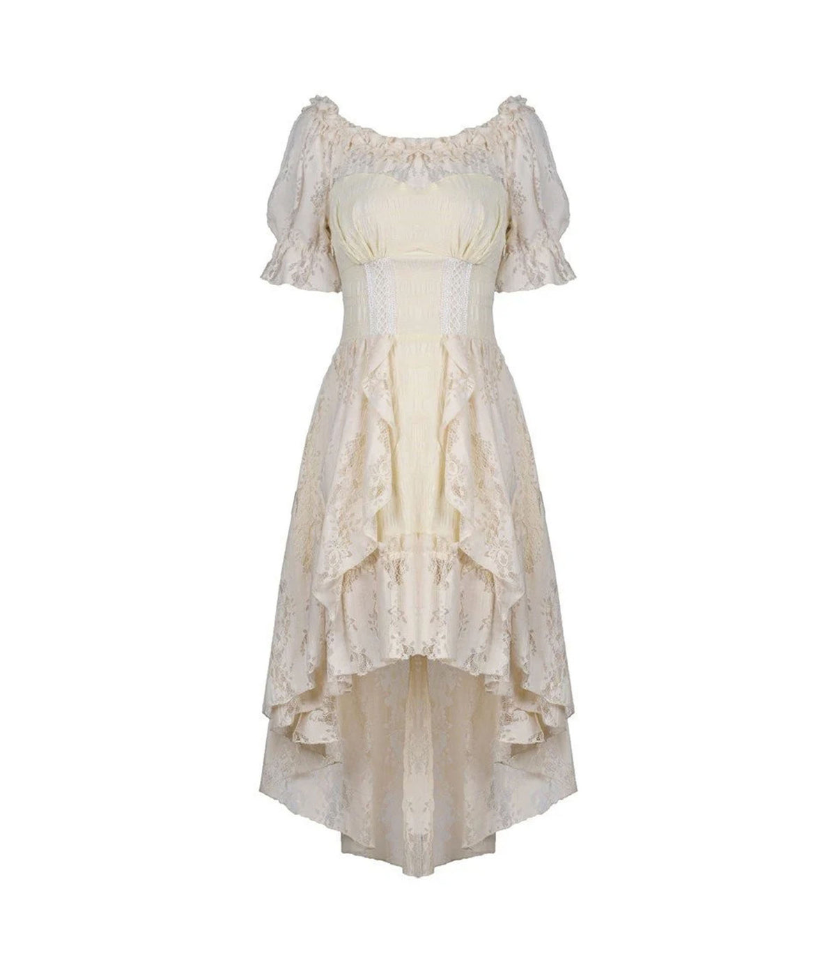 Beige Steampunk Lace High-Low Cocktail Dress
