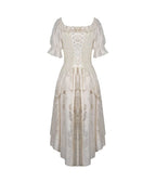 Beige Steampunk Lace High-Low Cocktail Dress