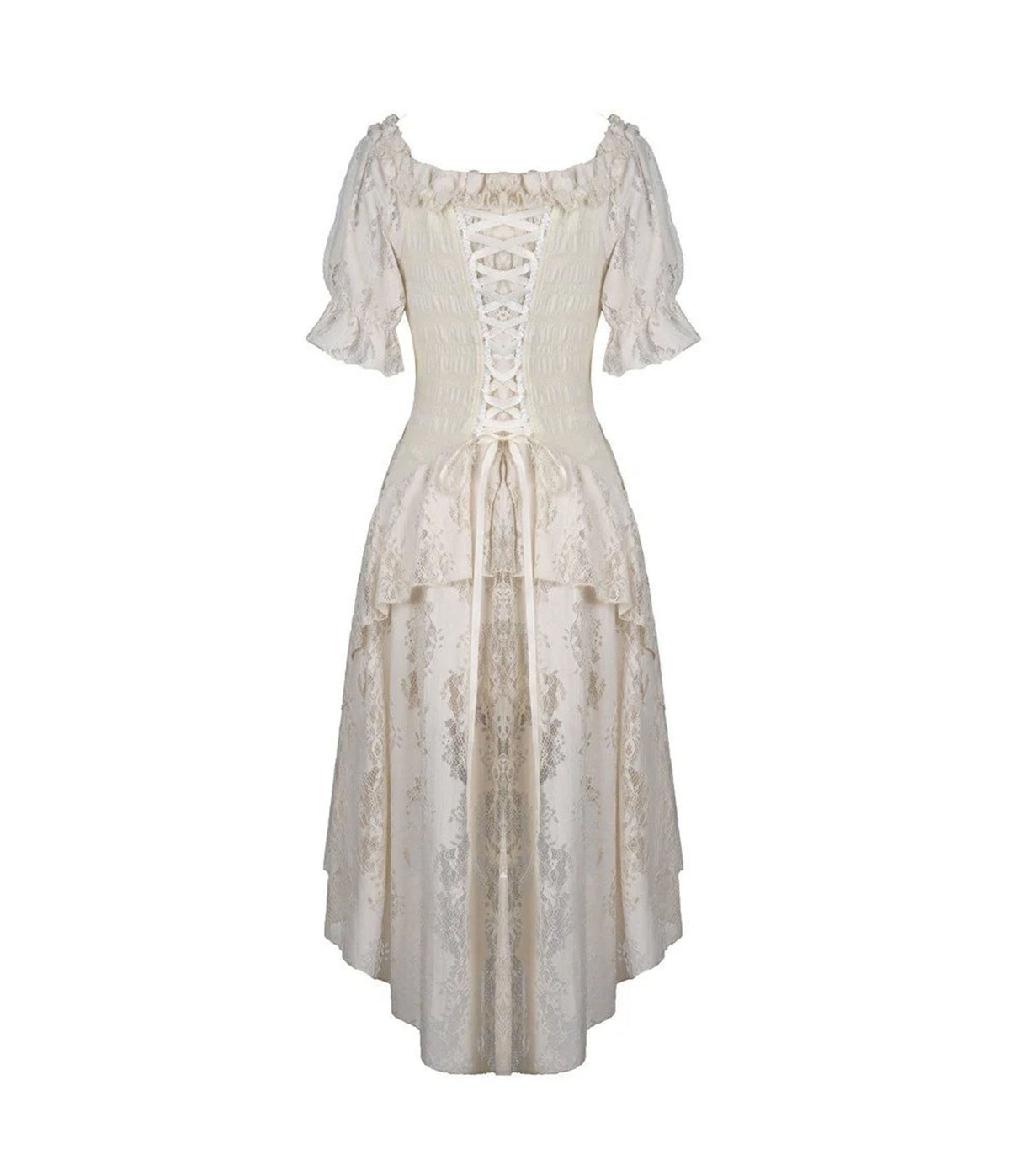 Beige Steampunk Lace High-Low Cocktail Dress