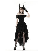 Black Gothic Lace High-Low Dovetail Dress
