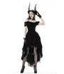 Black Gothic Lace High-Low Dovetail Dress