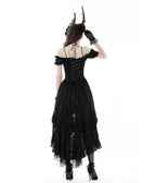 Black Gothic Lace High-Low Dovetail Dress