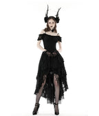 Black Gothic Lace High-Low Dovetail Dress