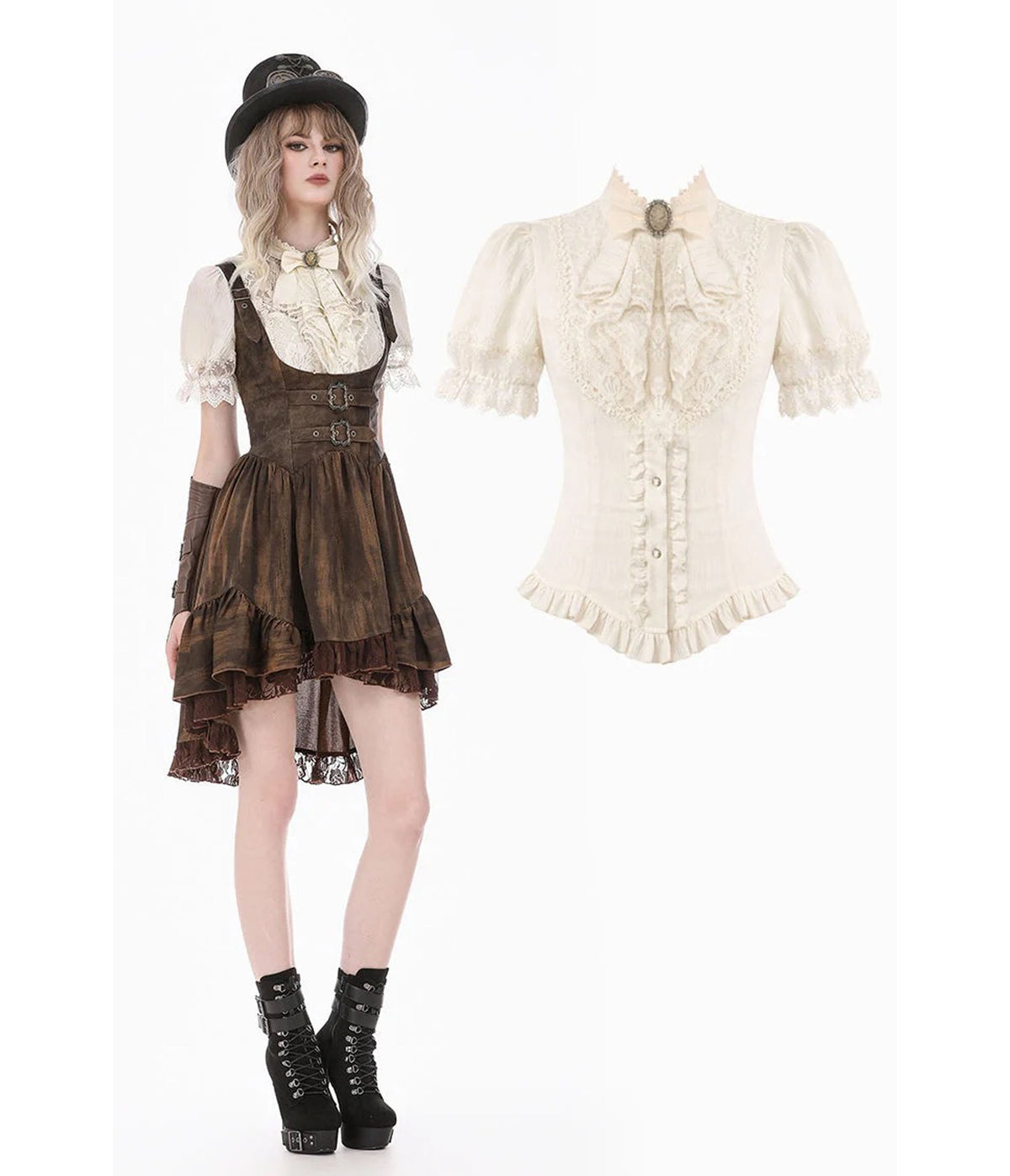 Ivory Victorian Lace Puff Sleeve Blouse