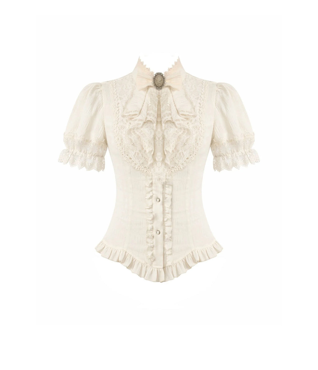 Ivory Victorian Lace Puff Sleeve Blouse