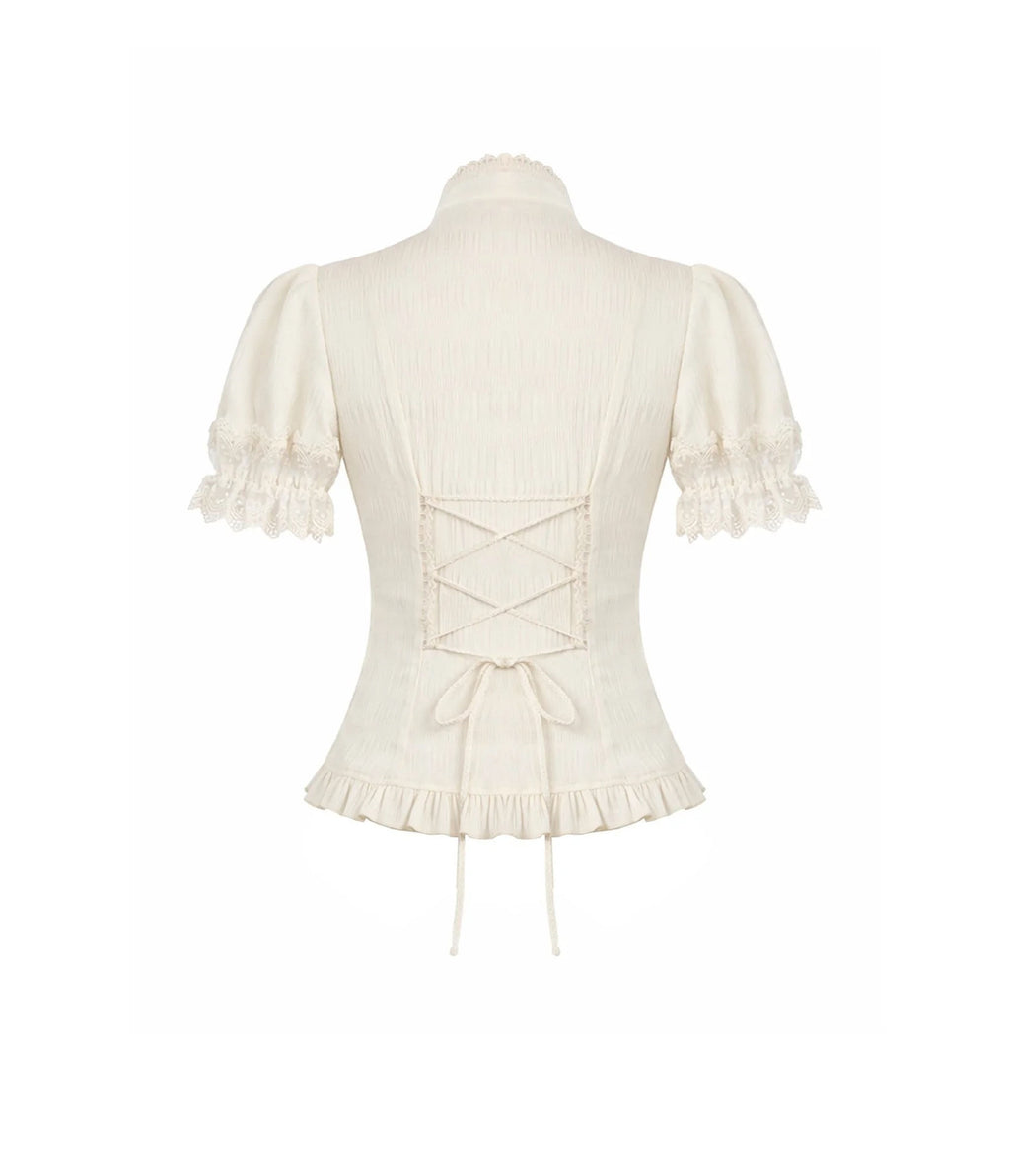 Ivory Victorian Lace Puff Sleeve Blouse