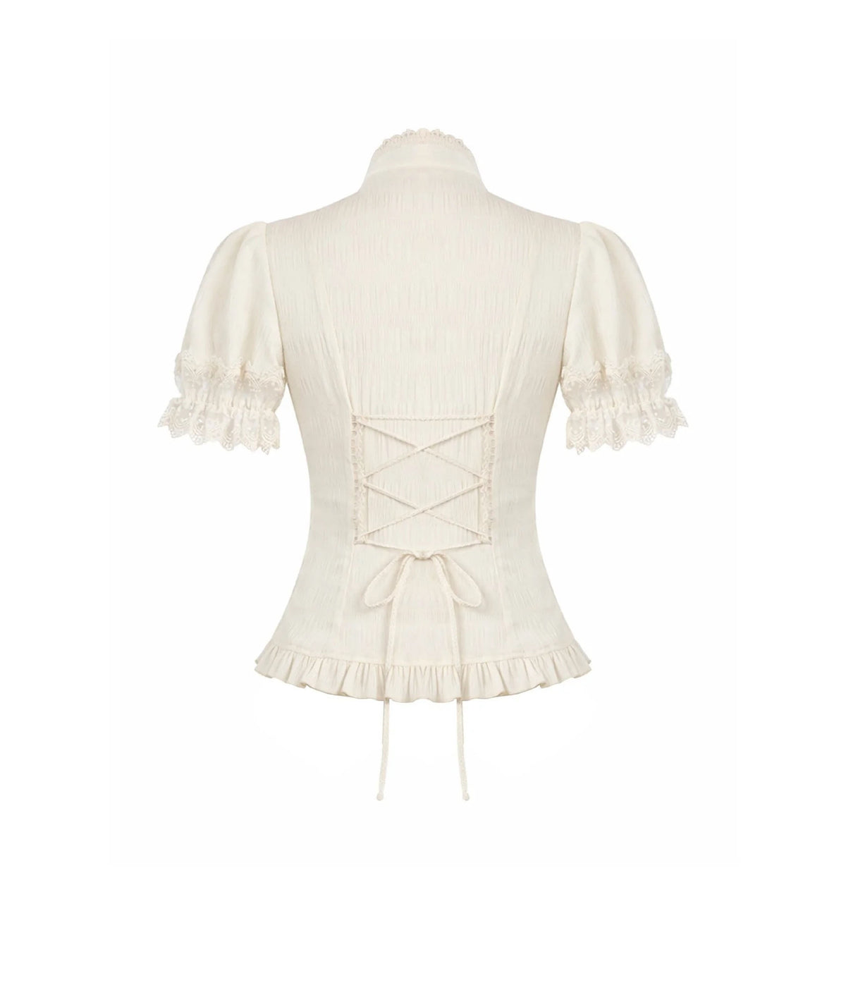 Ivory Victorian Lace Puff Sleeve Blouse