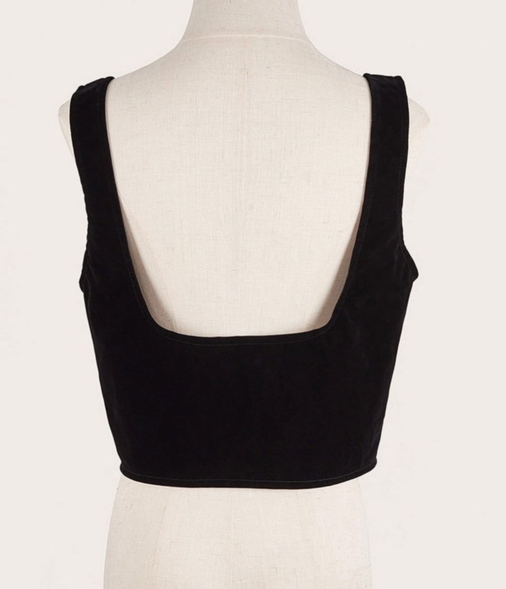 Black Lace-Up Corset Top