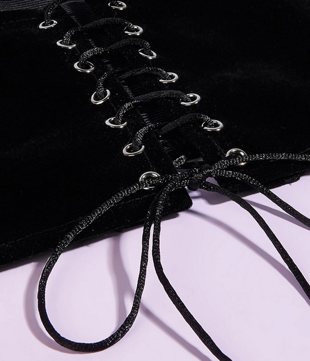 Black Lace-Up Corset Top