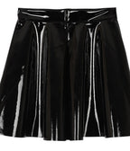Black Patent Faux Leather Swing Skirt