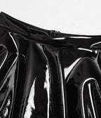 Black Patent Faux Leather Swing Skirt