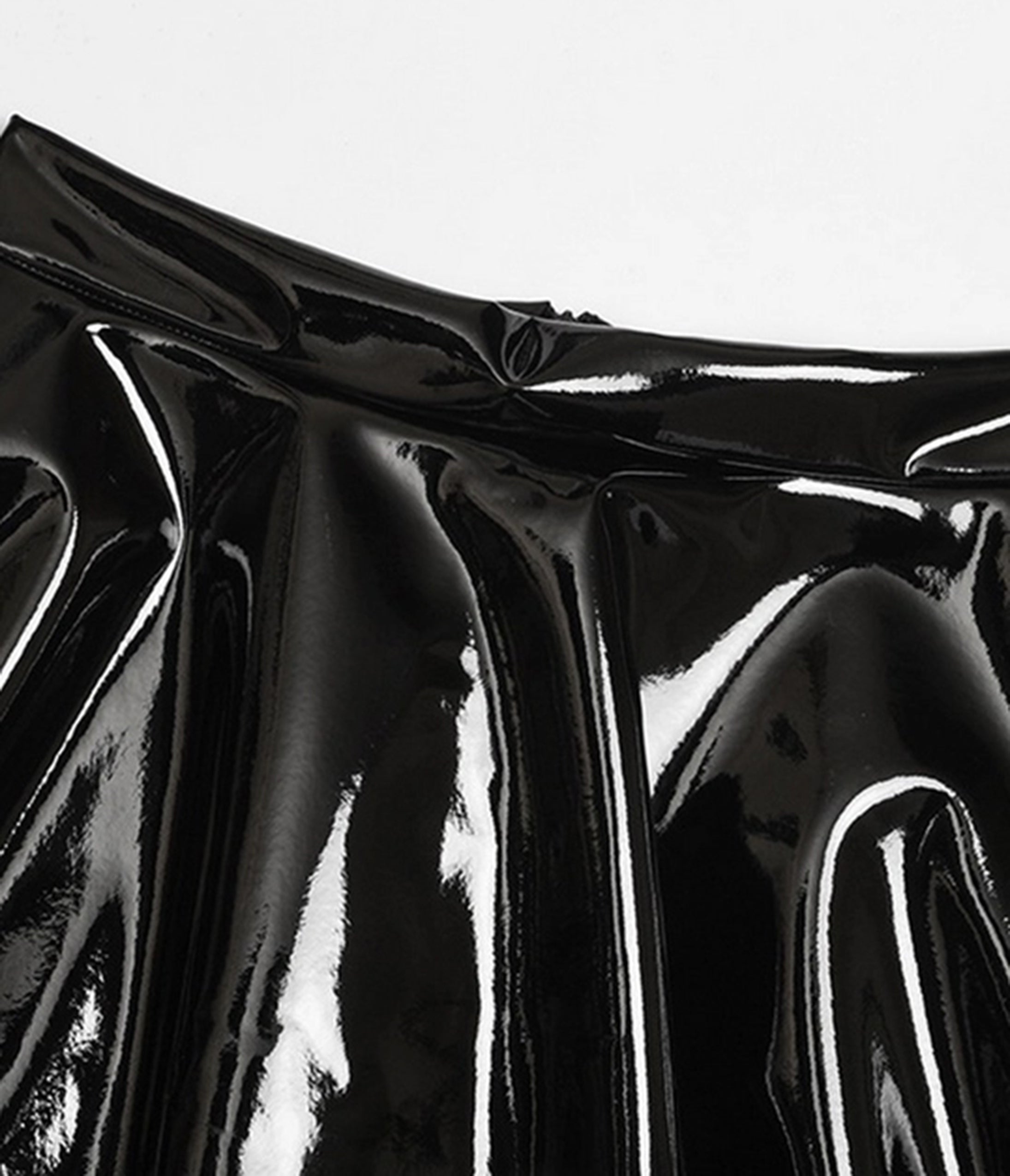 Black Patent Faux Leather Swing Skirt