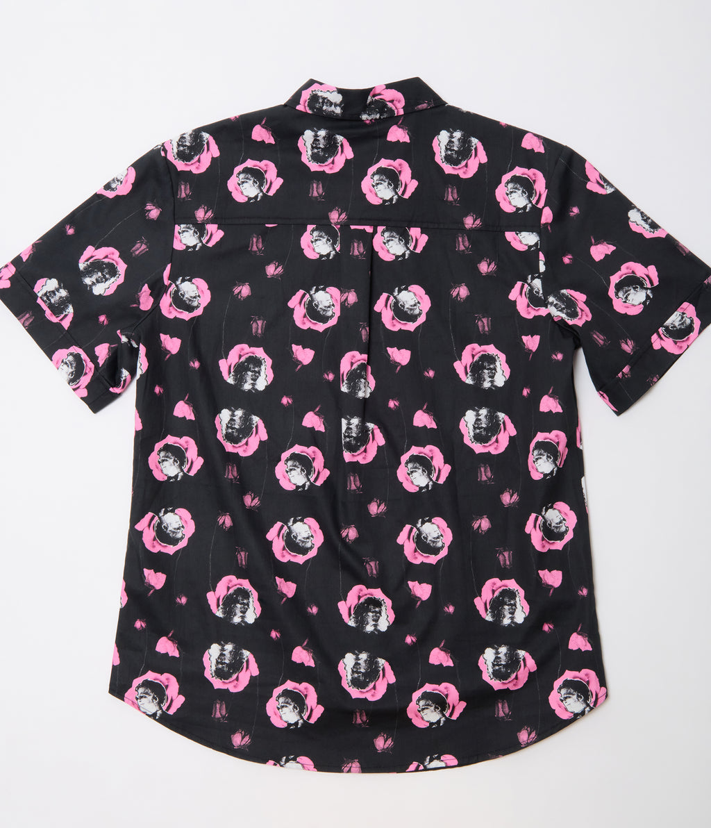 Beetlejuice x Unique Vintage Black & Pink Adam & Barbara Mens Button Up Shirt