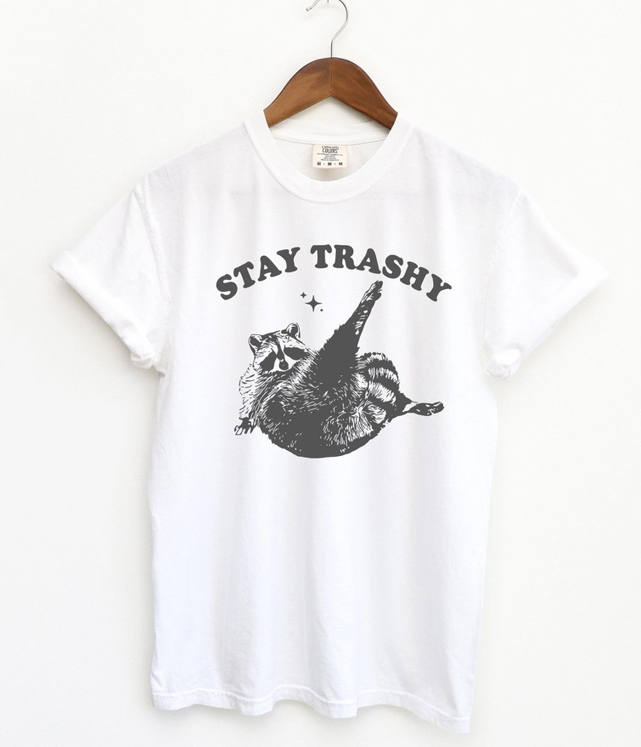 White Raccoon Stay Trashy Graphic Tee