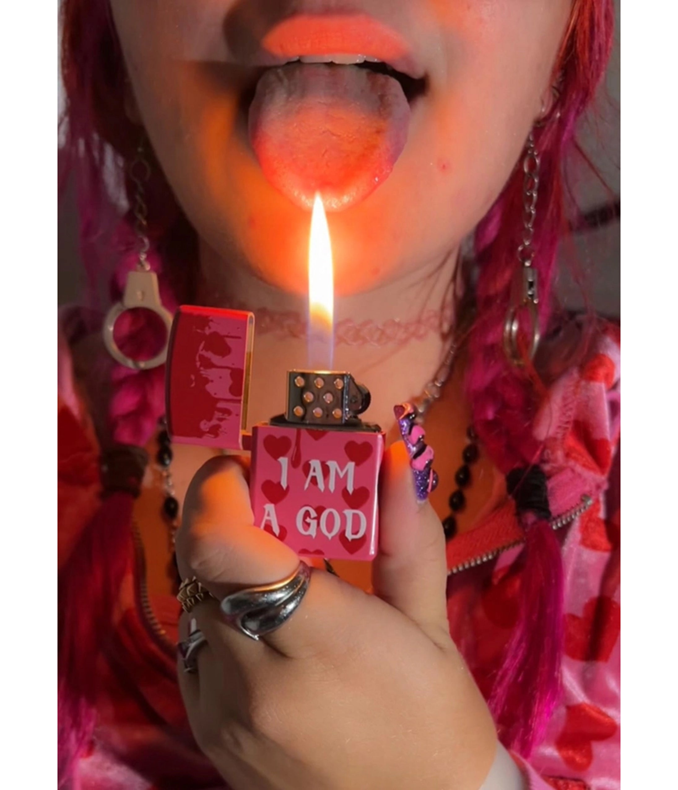 Pink Heart Print Pocket Lighter