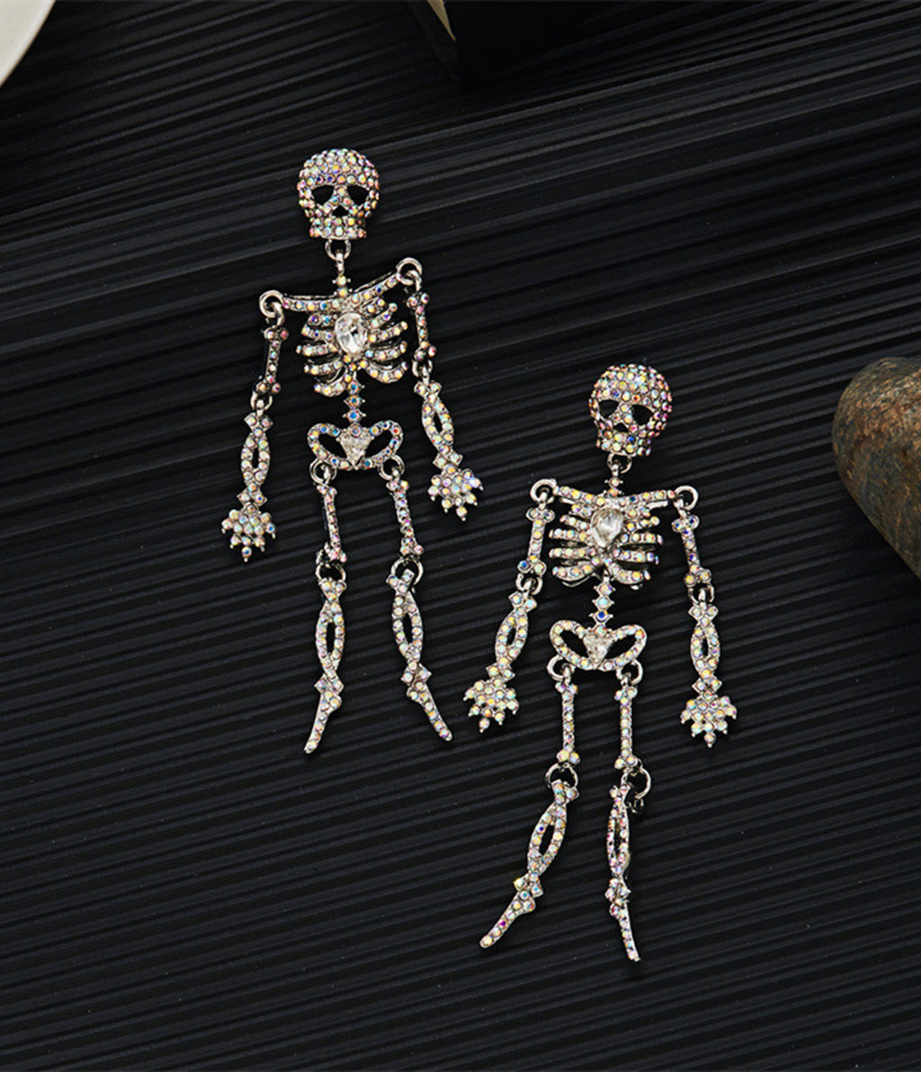 Rhinestone Skeleton Dangle Earrings