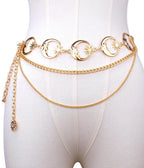 Gold Tone Celestial Moon & Star Layered Chain Belt