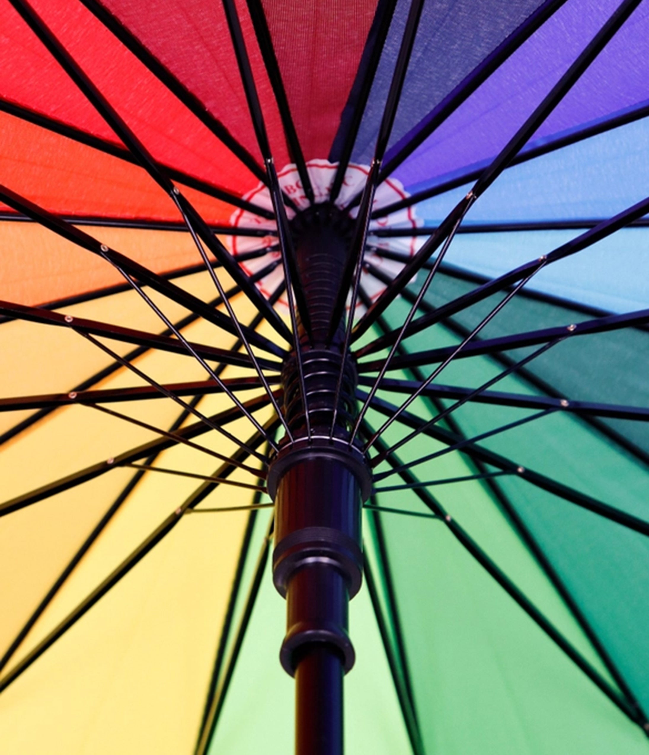 Rainbow Colorblock Stick Umbrella