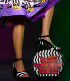 Beetlejuice x Unique Vintage Black & White Leatherette Peep Toe Pumps
