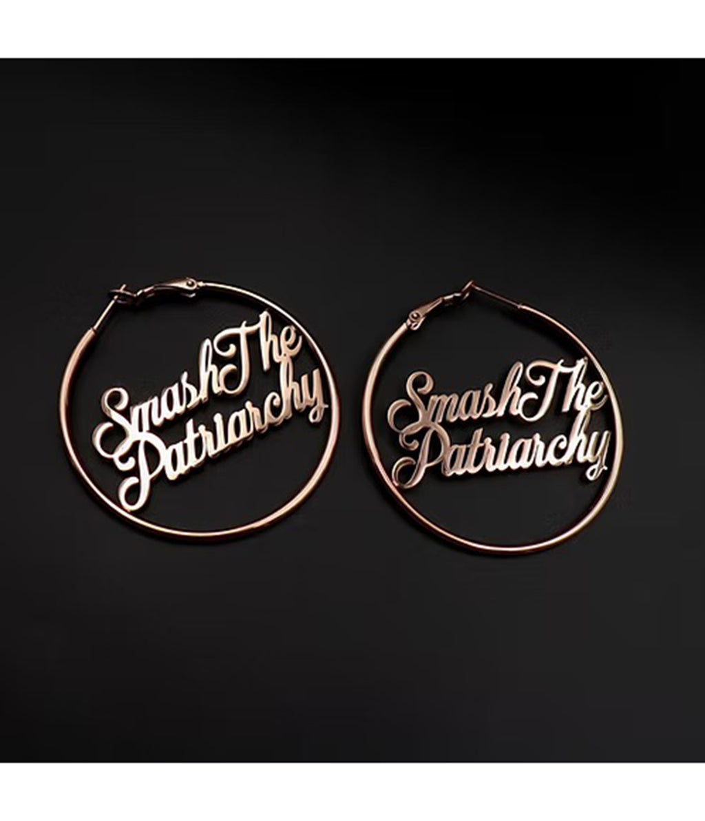 Gold Tone Smash The Patriarchy Hoop Earrings