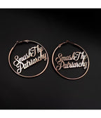 Gold Tone Smash The Patriarchy Hoop Earrings