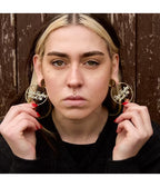 Gold Tone Dont Fucking Touch Me Hoop Earrings
