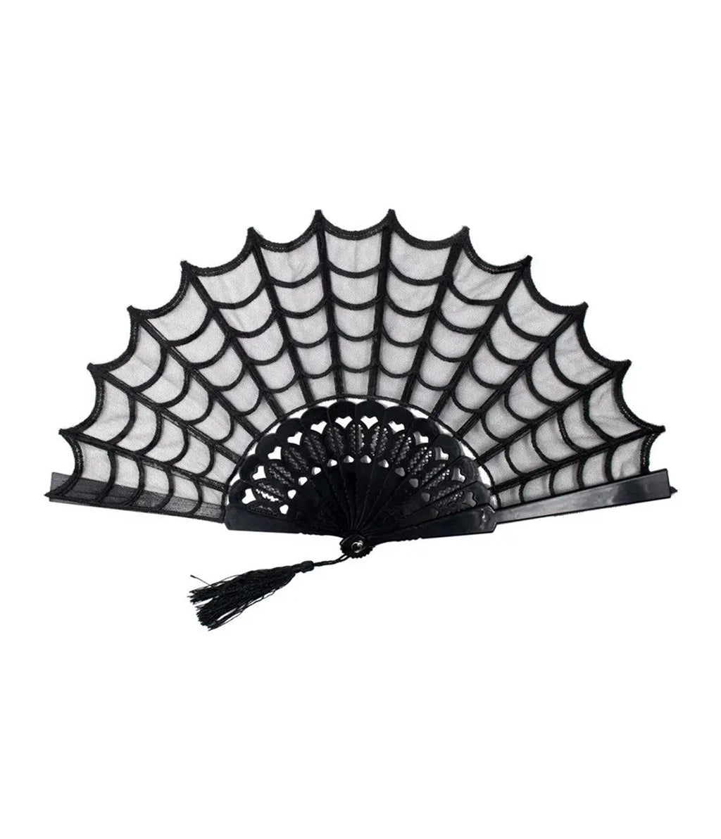 Black Spiderweb Hand Fan