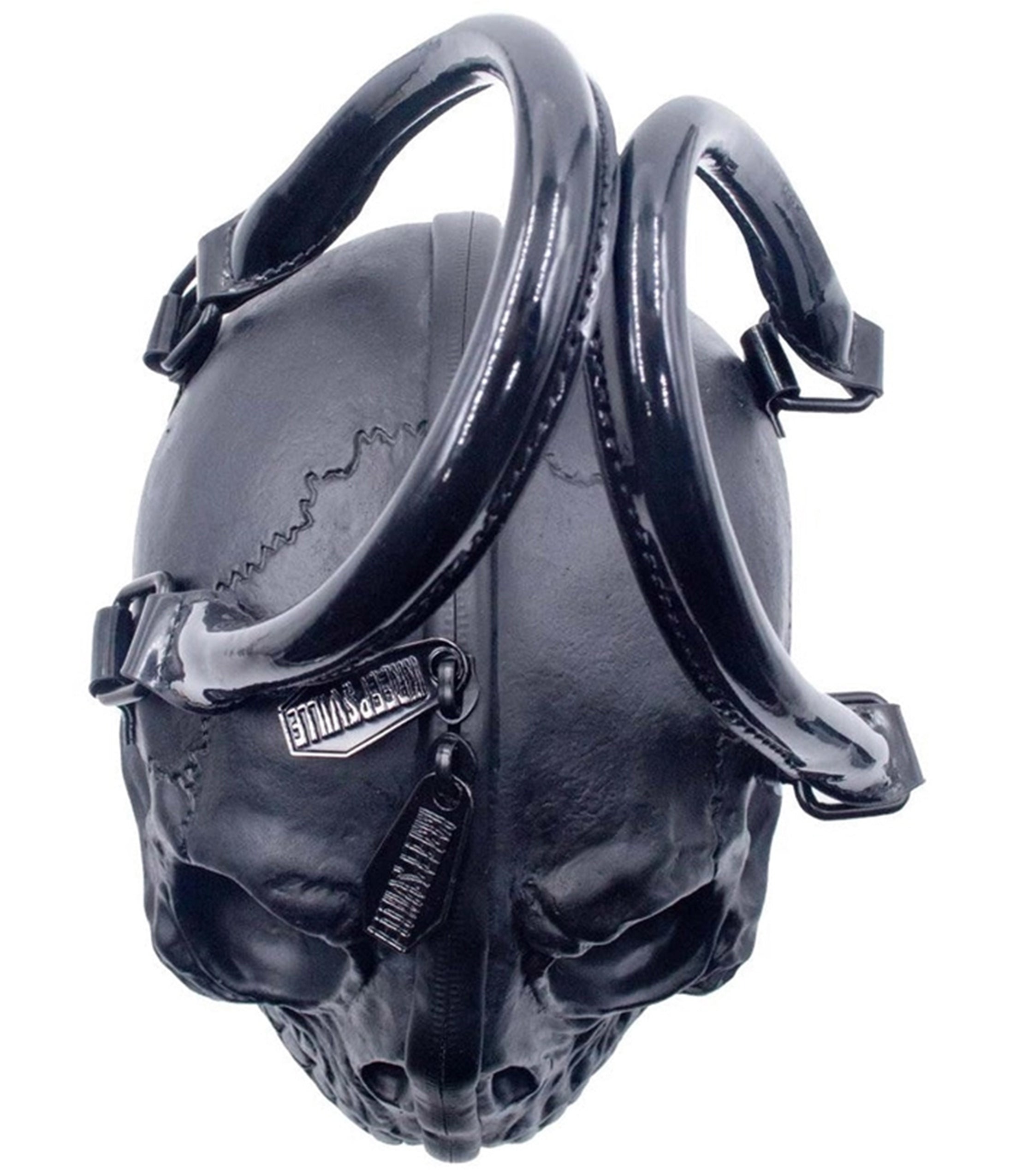 Black Faux Leather Skull Handbag