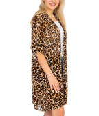 Leopard Print Open Front Kimono