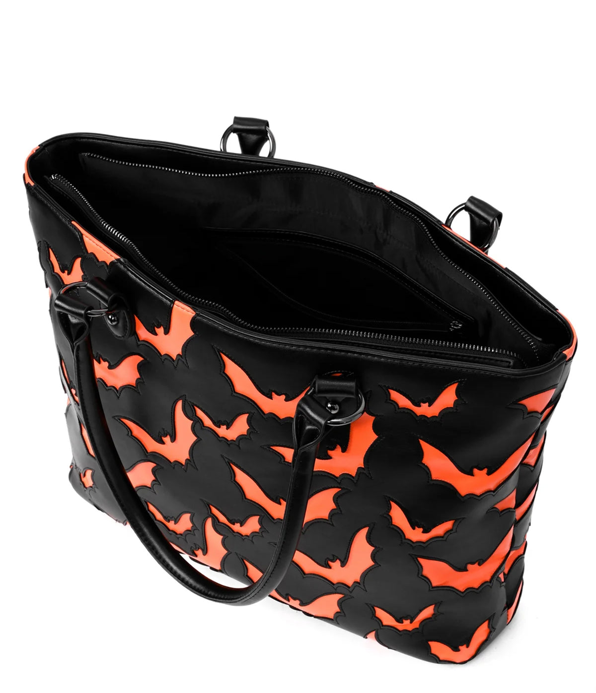 Foxblood Black & Orange Bat Leatherette Tote Bag