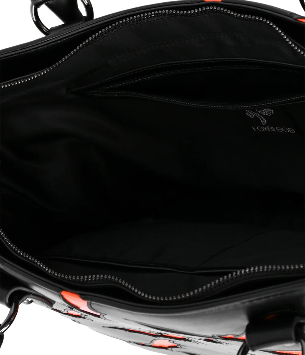 Foxblood Black & Orange Bat Leatherette Tote Bag