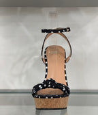 Black Polka Dot Cork Wedge Sandals